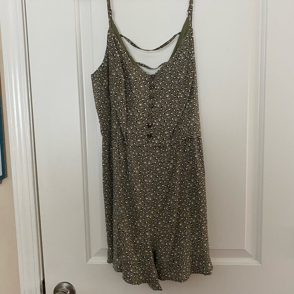 Green leopard print romper